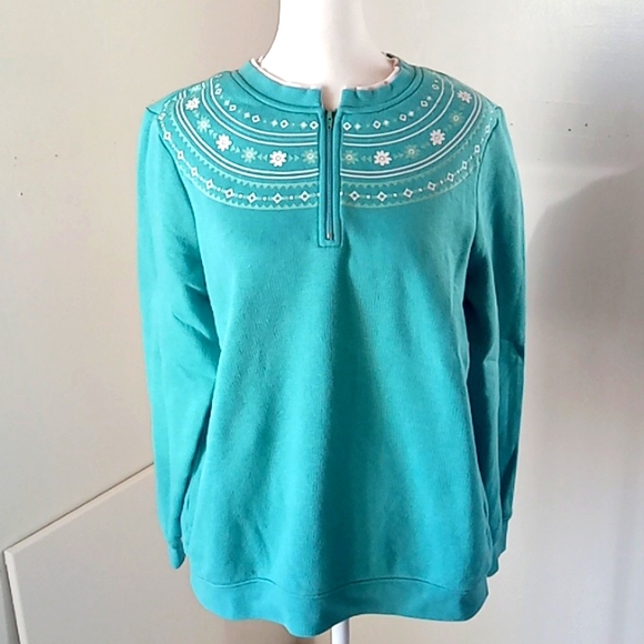 Blair Yoke Vintage Sweatshirt Size M Aqua Green / Blue - Picture 2 of 8